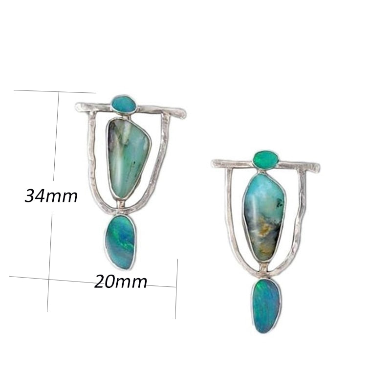 Boho Ethnic Stone Drop Earrings