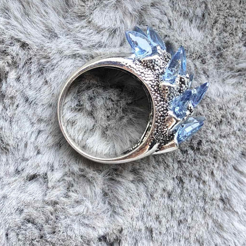 Vintage Punk Blue Zircon Crystal Rings