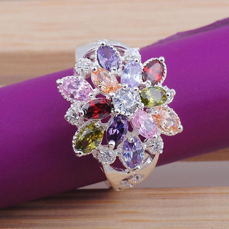 Colorful CZ Crystal Party Ring