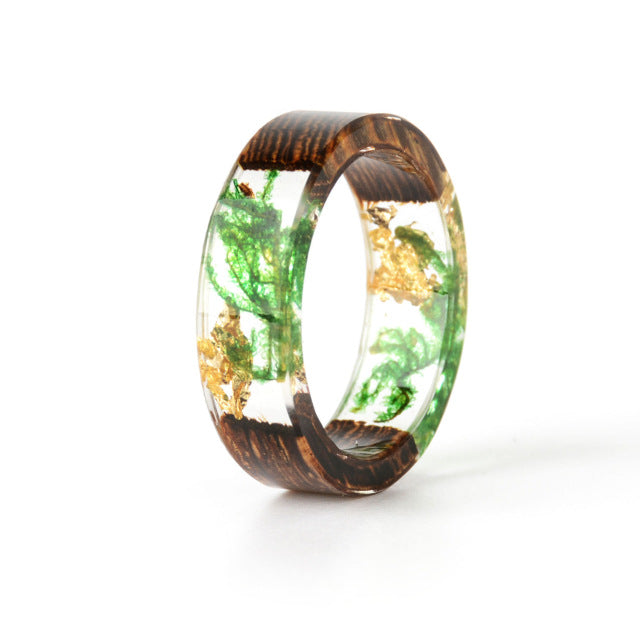 Wood Resin Ring Dried Flowers