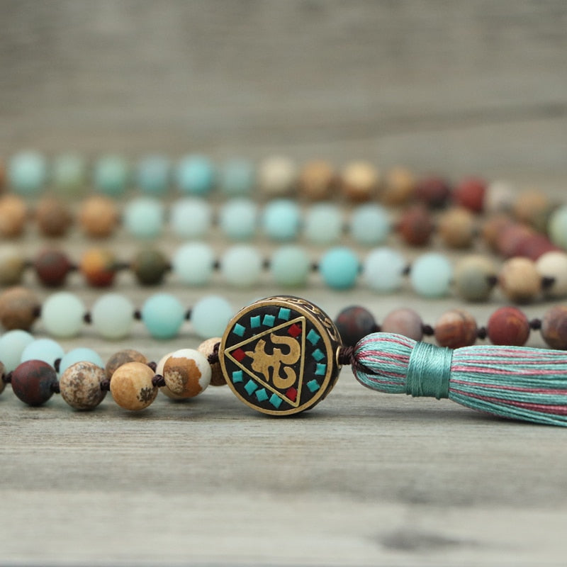 Aum Mala Bead Prayer Necklace