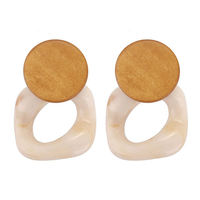 Geometric Wood with Resin Earrings