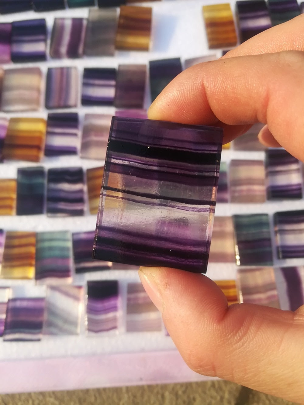 Natural Rainbow Fluorite Crystal Slice