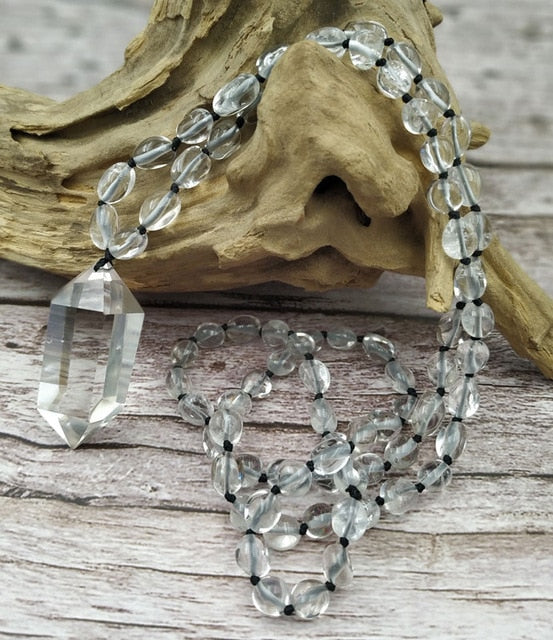 Crystal Quartz & Tumbled Gemstone Necklace