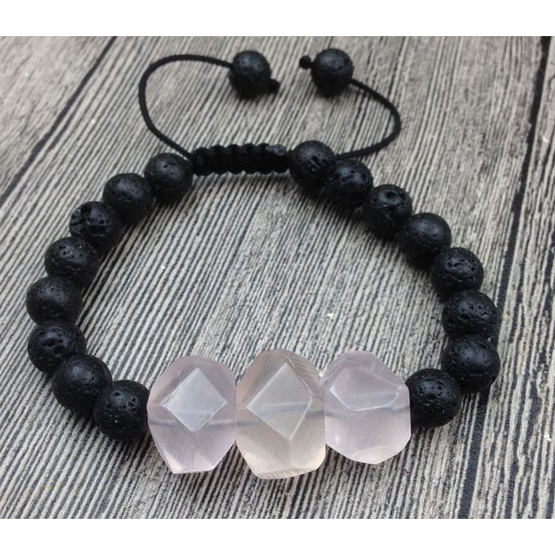 Rose Quartz & Stone & Lava Stone Bracelet