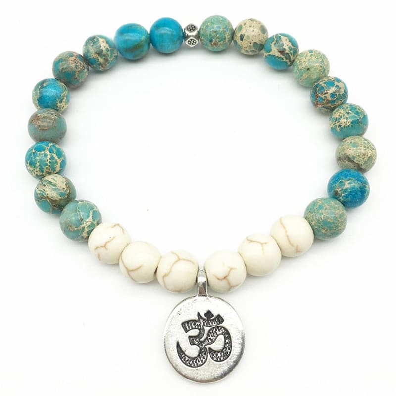 Turquoise And Howlite Mala Bead Bracelet - Ohm Charm