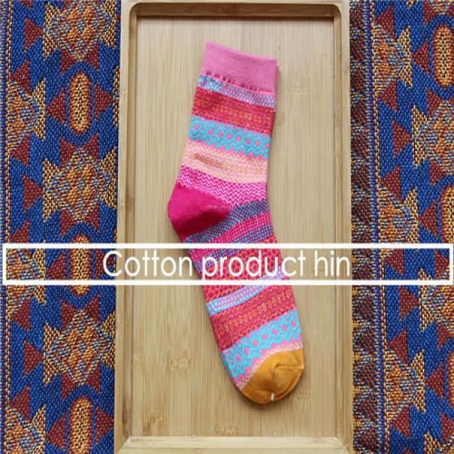 Unisex Colorful Striped Cotton Socks - Pink